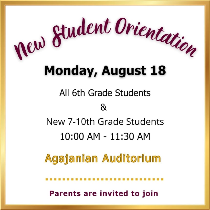 DHS New Student Orientation (Grades 6-11)